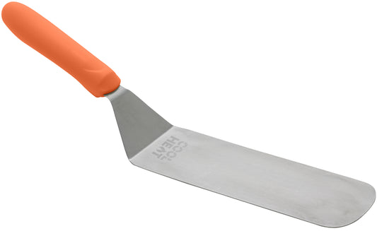 Winco TNH-90 8-1/4"x2-7/8" Blade Orange Nylon Handle High Heat Flexible Turner w/ Offset