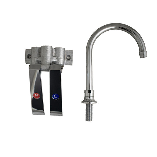 BK Resources BKKV-DGS-5G-G Dual Pedal Knee Valve Kit w/ Deck Mount Faucet - 5" Gooseneck Spout