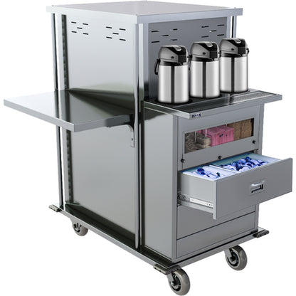 Carlisle DXPTQCDISPENSER Stainless Steel Bedside Service Options TQ Compact Meal Delivery Cart