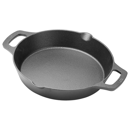 Winco CASD-10 Cast Iron Pre-Seasoned Induction Skillet with Dual Loop Handles