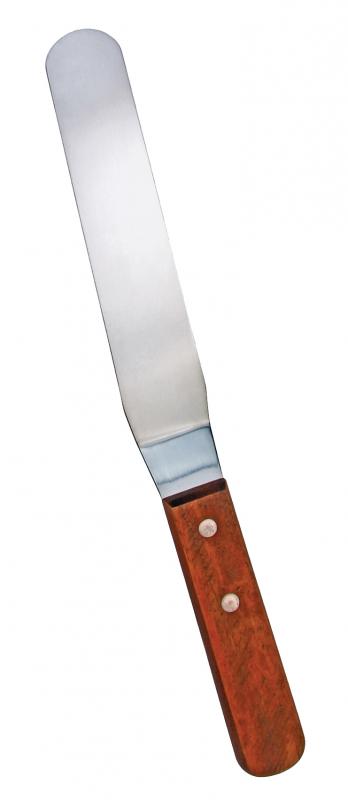 Omcan 80144 Stainless Steel Offset Spatula with 6 1/2" x 1 5/16" blade and Wooden Handle