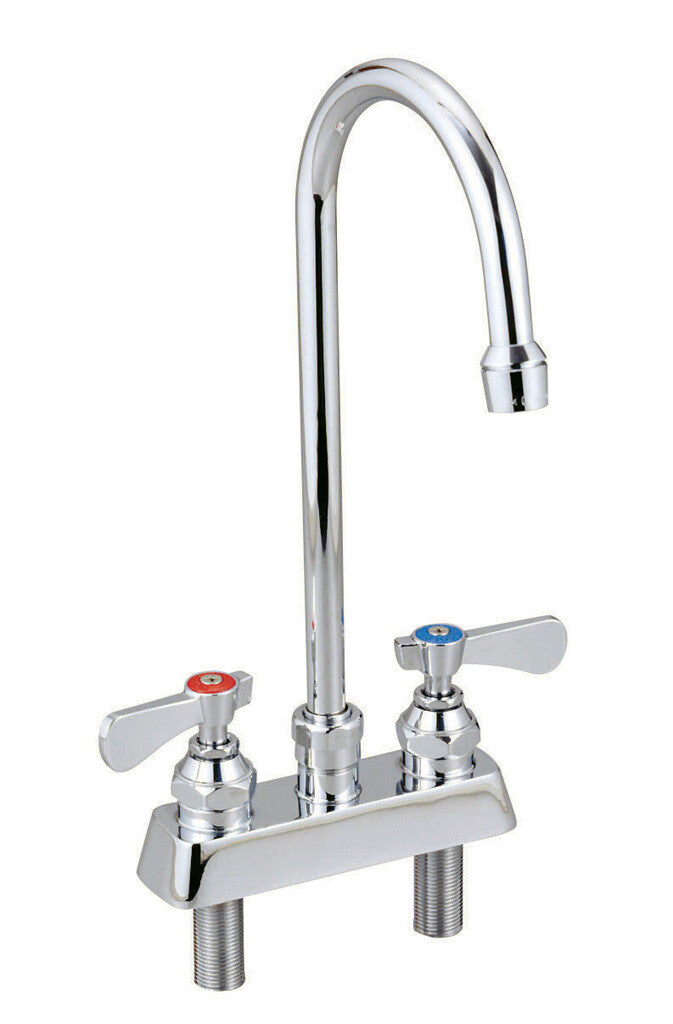 BK Resources BKF-4DM-5G-G 4" Chrome-Plated Brass O.C. Optiflow Deck Mount Faucet W/5" Gooseneck Spout