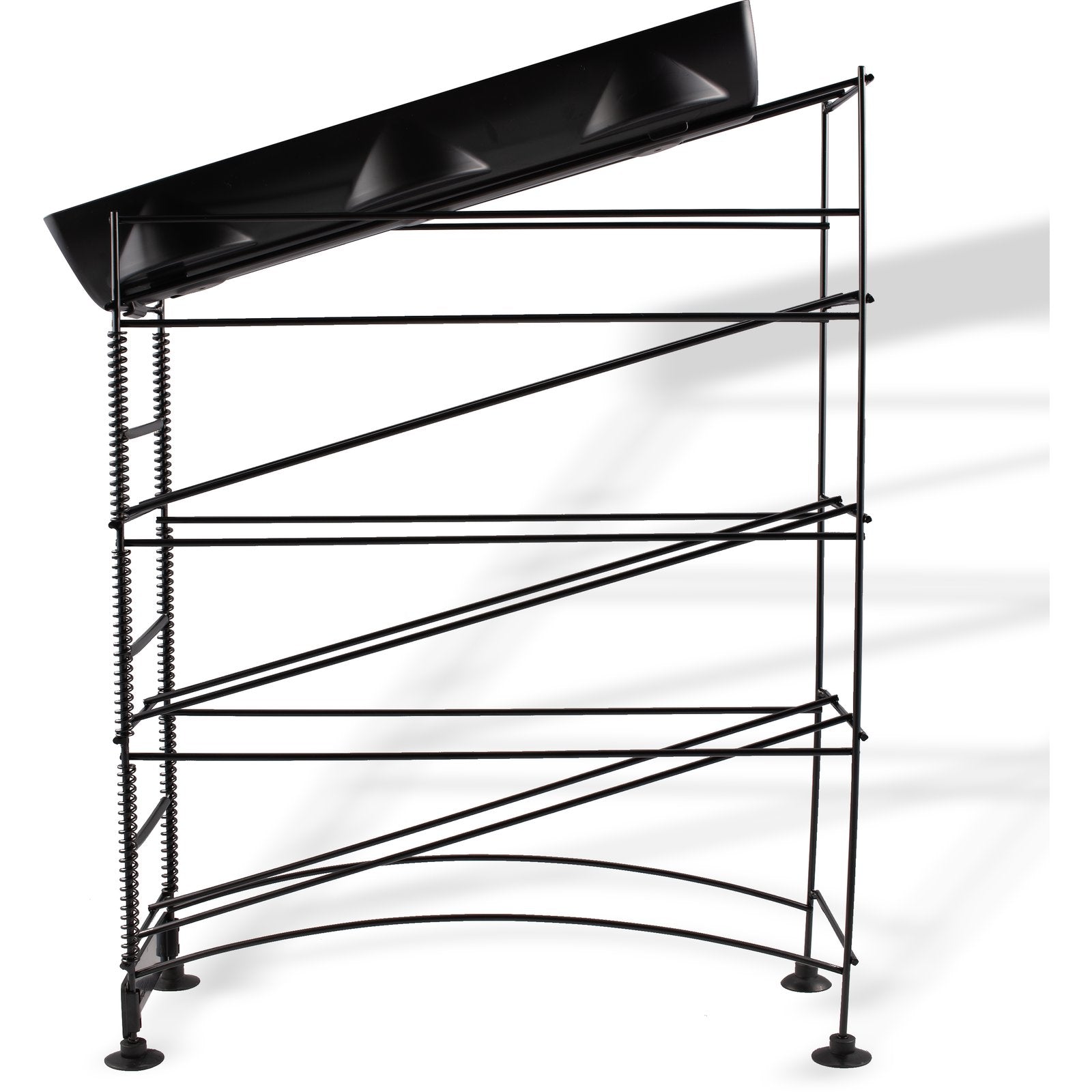 San Jamar C8504WF Black 4-Tier Wireworks Cup and Lid Dispenser Organizer