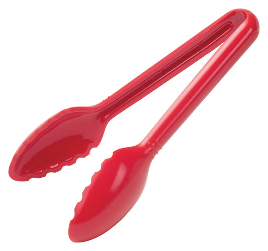 Winco CVST-6R 6" Red Curved Polycarbonate Serving Tong