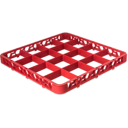Carlisle RE16C05 Red 16-Compartment Polypropylene OptiClean Divided Glass Rack Extender 1.78"