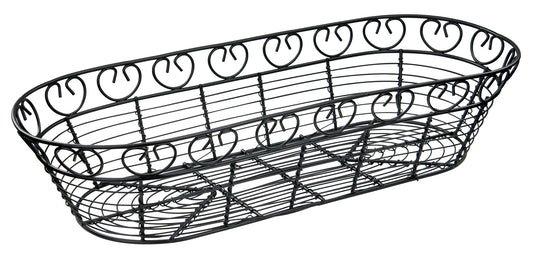 Winco WBKG-15 15" x 6-1/4" x 3" Black Wire Bread/Fruit Basket