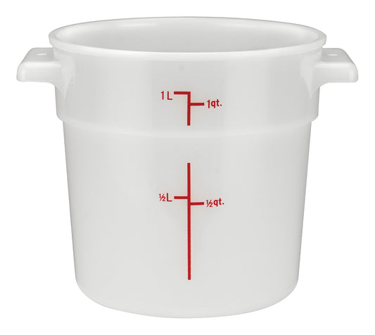Winco PPRC-1W 1 Qt. White Polypropylene Storage Container