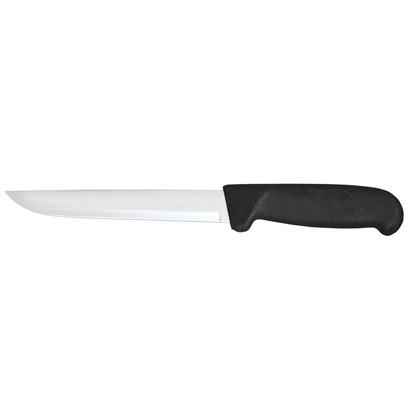 Omcan 23918 6-inch Straight Blade Boning Knife with Black Polypropylene Handle