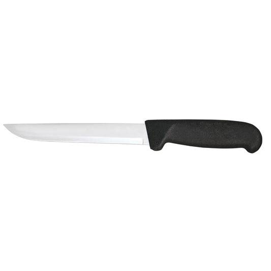 Omcan 23918 6-inch Straight Blade Boning Knife with Black Polypropylene Handle
