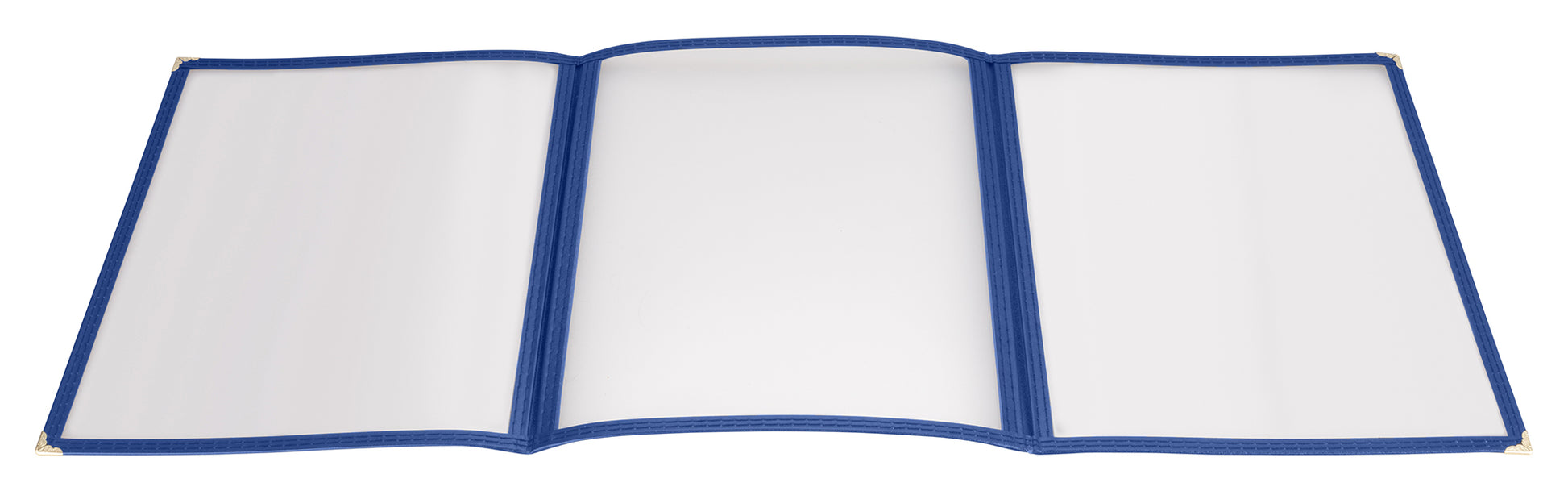 Winco PMCT-9B 9-1/2" x 12-1/8" Blue Triple Fold Menu Cover