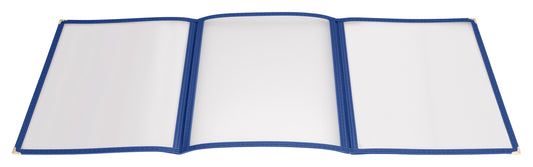 Winco PMCT-9B 9-1/2" x 12-1/8" Blue Triple Fold Menu Cover
