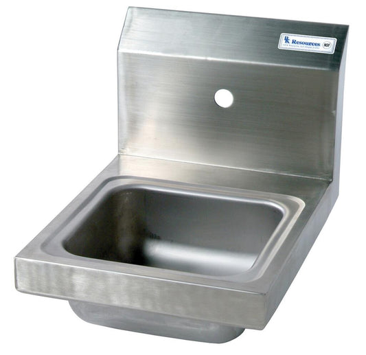 BK Resources BKHS-W-SS-1 Stainless Steel Space Saver Hand Sink, 1 Hole, 9" x 9" x 5"