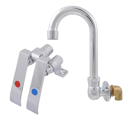 BK Resources BKDMKV-SGS-G Dual Pedal Metering Knee Valve Kit w/ Splash Mount Faucet - 3.5" Gooseneck Spout