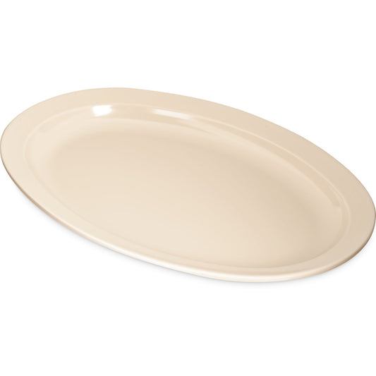 Carlisle KL12625 13.5" x 9.75" Tan Oval Kingline Melamine Platter Tray
