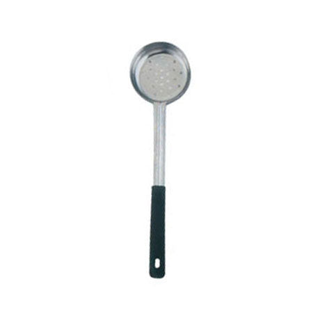 Omcan 80785 6 oz. One-Piece Black Handle Stainless Steel Perforated Portion Control Spoon