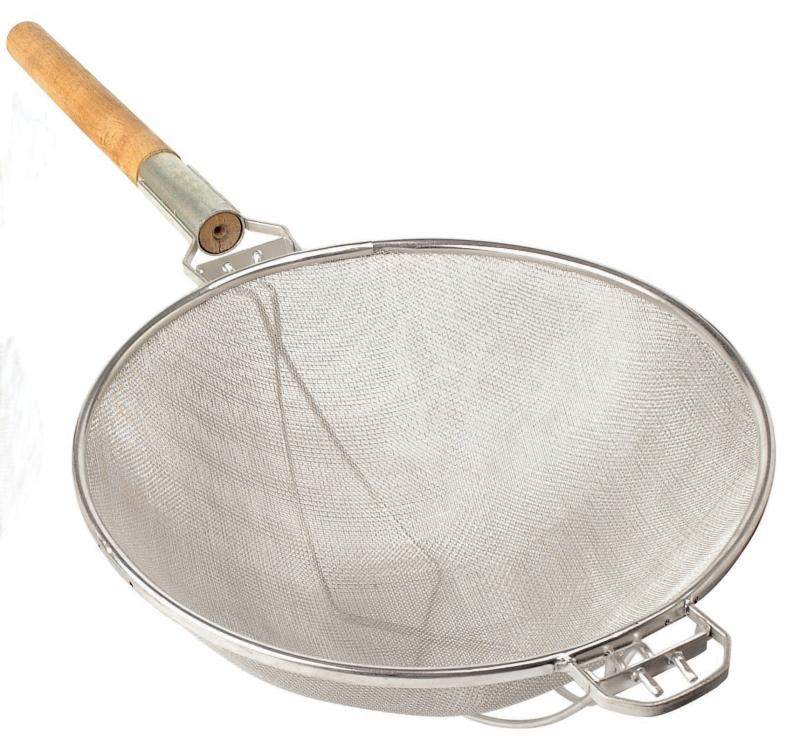Omcan 81003 10.5" Stainless Steel Mesh Strainer with Reinforced Double Mesh and Round Handle