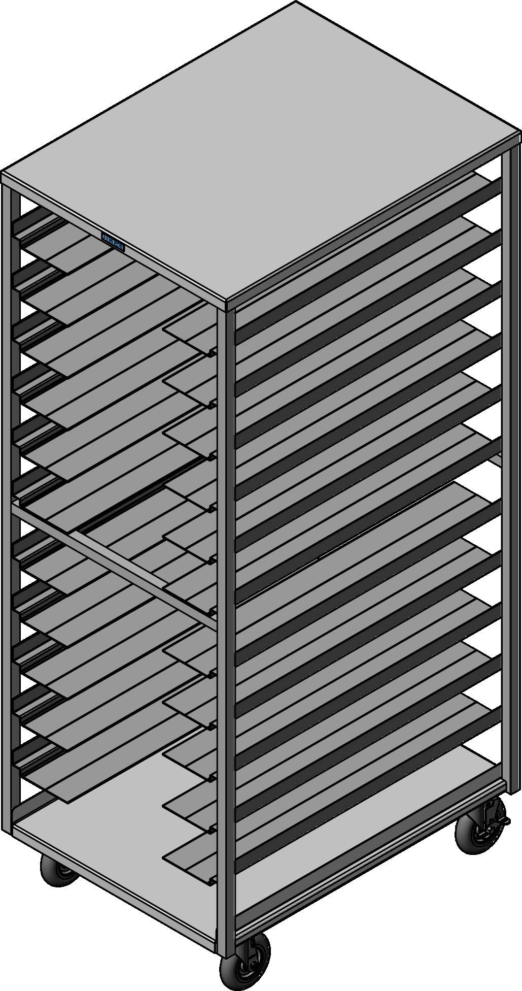 Dinex DXPDHOR24UP 24 Trays Aluminum Universal Tray Cart