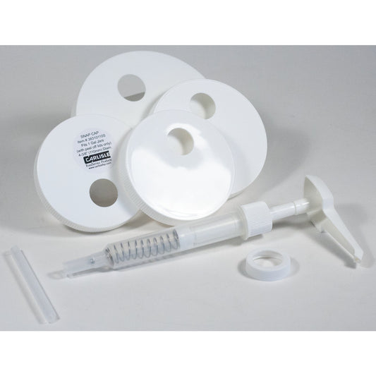 Carlisle 38310 White Polypropylene Pump Kit With Standard Pump & 5 Lids