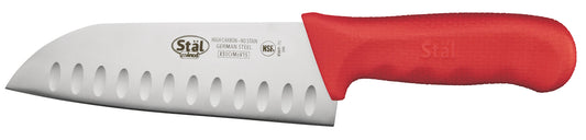 Winco KWP-70R 7" Red Polypropylene Handle Santoku Knife