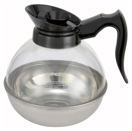 Winco CD-64K 64 oz. Black Stainless Steel Base Coffee Decanter