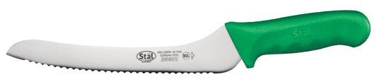 Winco KWP-92G 9" Green Polypropylene Handle Offset Bread Knife