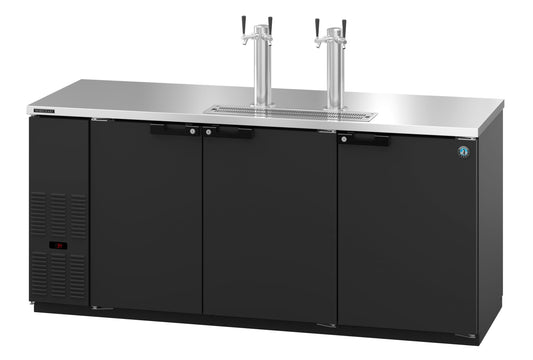 Hoshizaki DD80 Black Three Section Vinyl Back Bar Direct Draw, Solid Doors Refrigerator