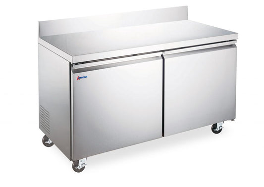 Omcan 50099 15 cu.ft. (425 L) 2-Door Worktop Refrigerator with Backsplash