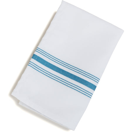 Carlisle 53771822NH630 18" x 22" Belize Blue 50% Spun Polyester/50% Filament Bistro Striped Napkin