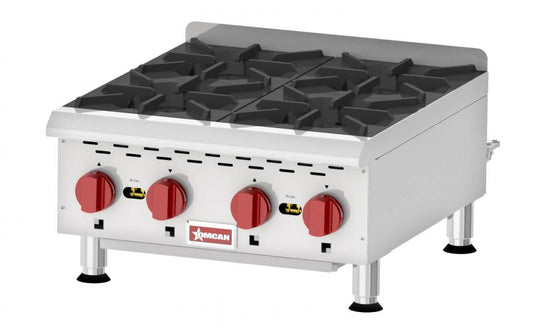 Omcan 43734 Gas Four Burner Stainless Steel Countertop Hot Plate