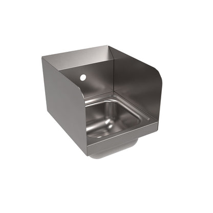 BK Resources BKHS-W-SS-1-SS Stainless Steel Splash Mount Mount Space Saver Hand Sink w/ Side Splashes, 1 Hole, 9"x9" Bowl