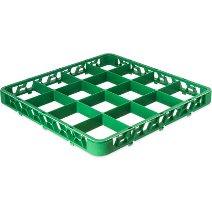 Carlisle RE16C09 Green 16-Compartment Polypropylene OptiClean Divided Glass Rack Extender 1.78"