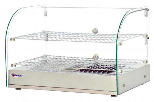 Omcan 41870 22" Countertop Display Warmer with Front Curved Glass and 2 Rear Hinged Doors