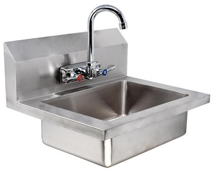 Omcan 44585 Fabricated Hand Sink with 4" Gooseneck Faucet and Drain Basket