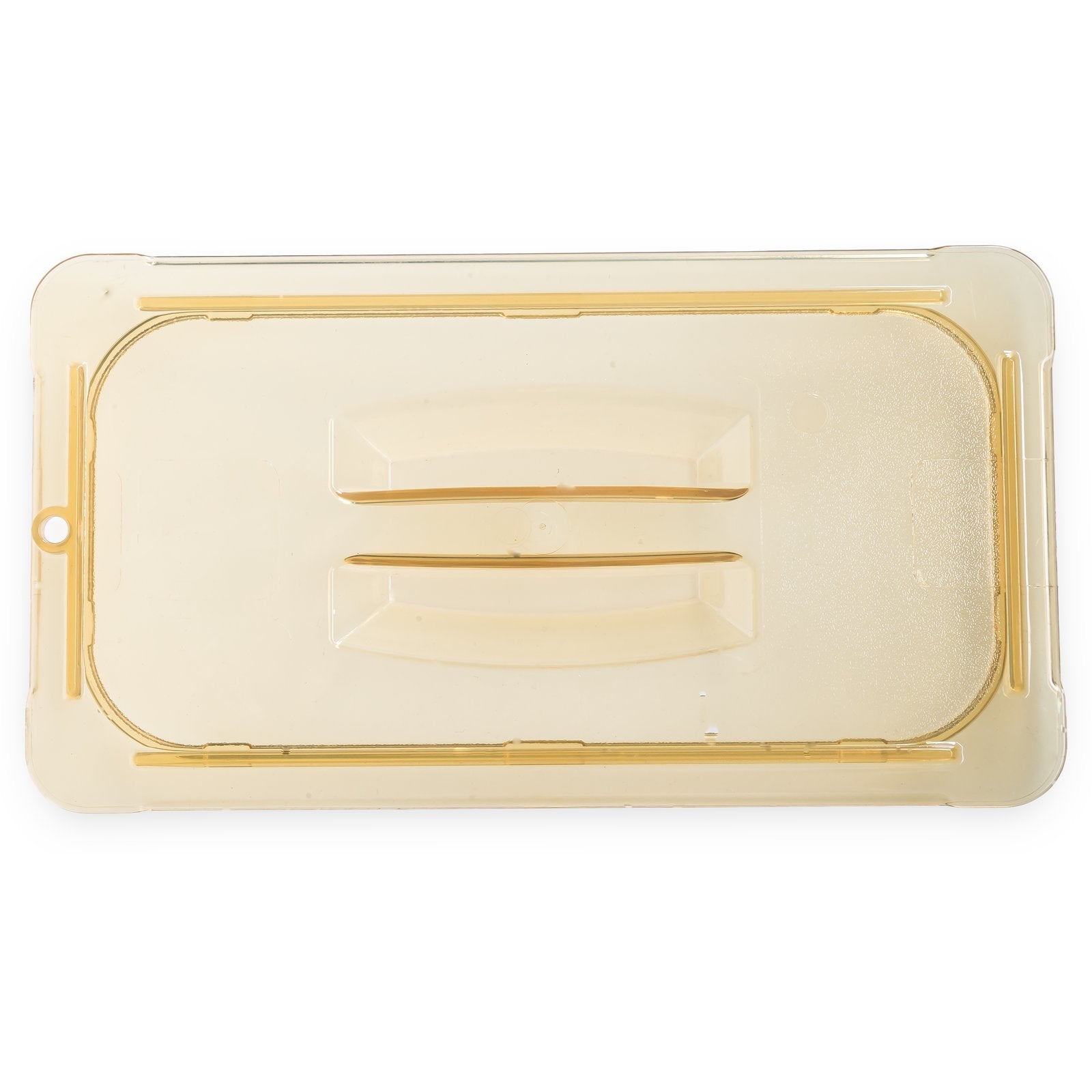 Carlisle 10470U13 1/3 Size Amber High Heat Plastic StorPlus Handled Universal Food Pan Lid