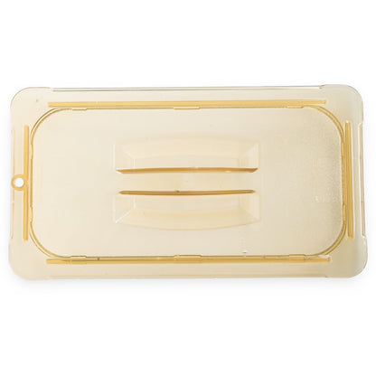 Carlisle 10470U13 1/3 Size Amber High Heat Plastic StorPlus Handled Universal Food Pan Lid