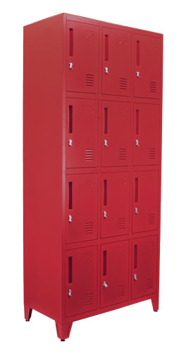 Omcan 48883 Red 4-Tier / 3 Bank Lockers