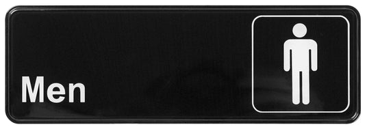 Winco SGN-311 3" x 9" Black Information Sign - "Men"