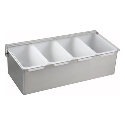 Winco CDP-4 4-Compartment Stainless Steel Base Condiment Holder