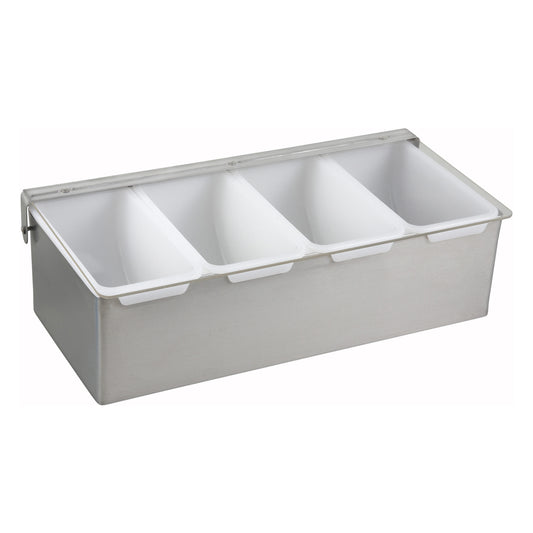 Winco CDP-4 4-Compartment Stainless Steel Base Condiment Holder