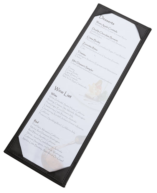 Winco LMS-414BK Black Single View Menu Cover for 4-1/2x14'' Insert