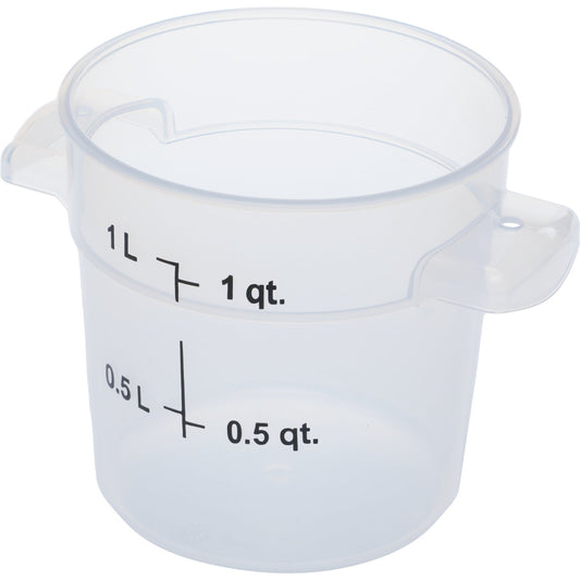 Carlisle 1096130 1 Qt Clear Round Polypropylene StorPlus Food Storage Container