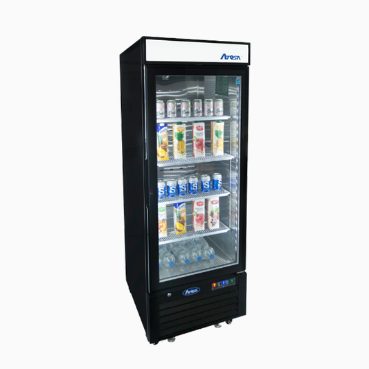Atosa MCF8726GR 8.3 Cuft Black Single Glass Door Bottom Mount Merchandiser Refrigerator