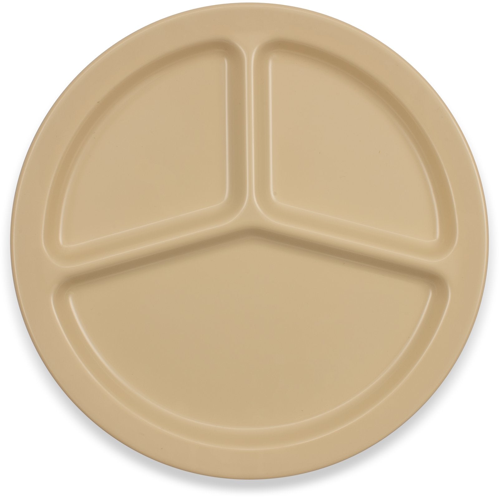 Carlisle KL10225 10" Tan 3-Compartment Kingline Melamine Plate