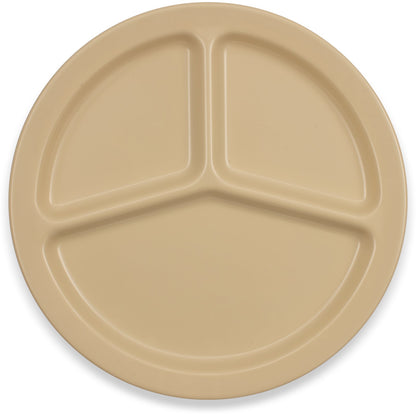 Carlisle KL10225 10" Tan 3-Compartment Kingline Melamine Plate
