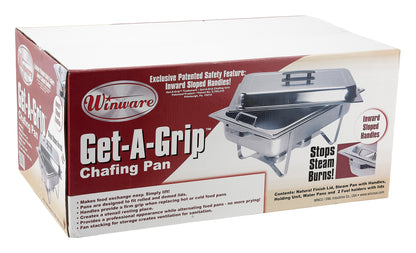 Winco C-2080B Stainless Steel Get-A-Grip 8qt Full-size Chafer
