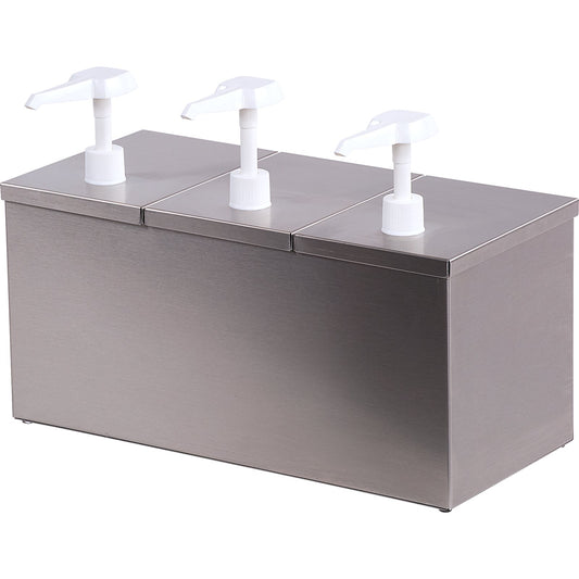 Carlisle 38623IB Stainless Steel Insulated Condiment Topping Rail with 3 Standard Pumps & Ice Packs