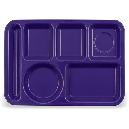 Carlisle 4398087 10" x 14" Purple 6-Compartment Melamine Left-Hand Heavyweight Tray