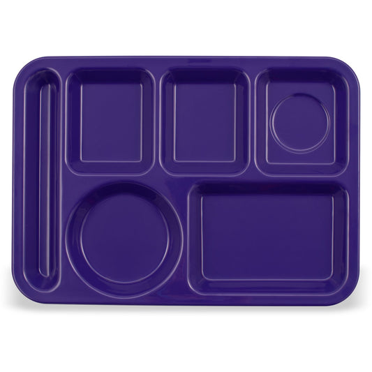 Carlisle 4398087 10" x 14" Purple 6-Compartment Melamine Left-Hand Heavyweight Tray