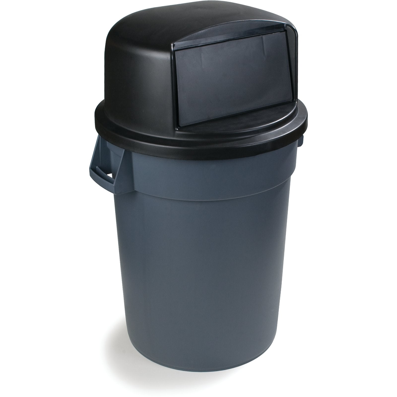 Carlisle 34103403 32 Gallon Black Round Polyethylene Bronco Waste Bin Trash Container Dome Lid With Hinged Door