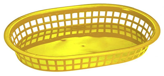 Omcan 80357 10" x 7" Yellow Oval Plastic Fast Food Serving Basket
